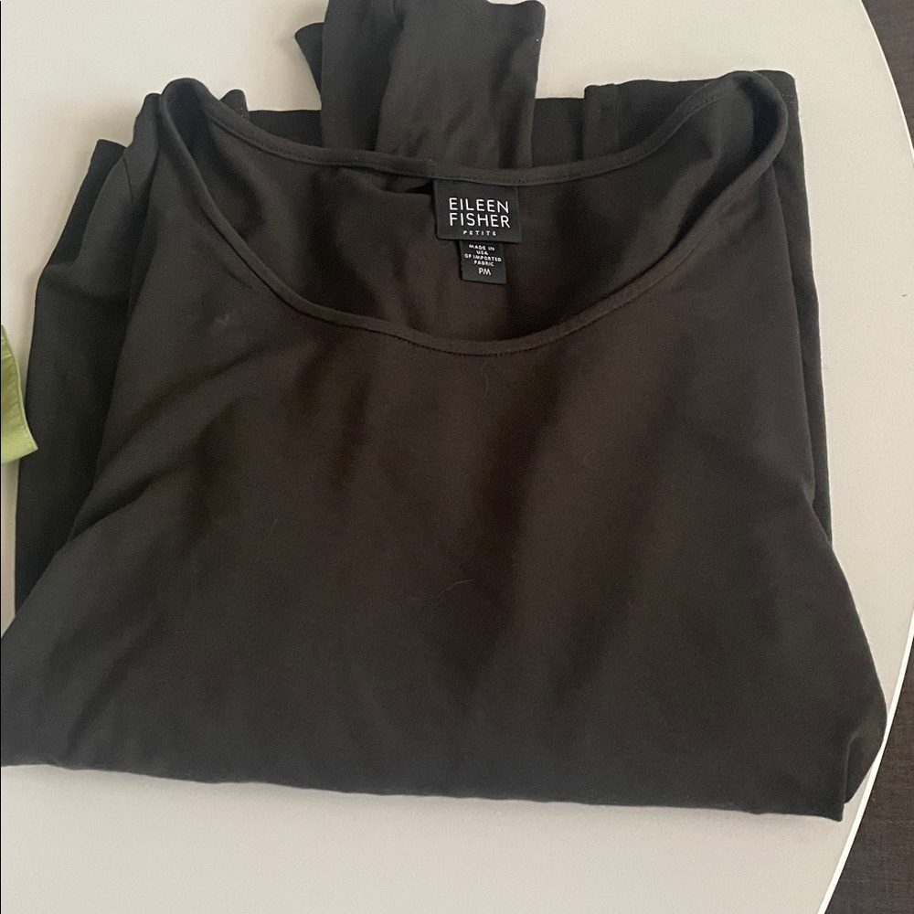 Eileen Fisher‎ Women’s Petite Medium Brown Long Sleeve Top Everyday Classic - Picture 6 of 6